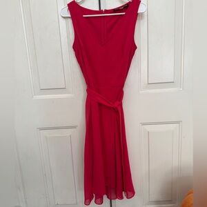 Karl Lagerfeld Red Sleeveless Scoop Neck Midi Sundress